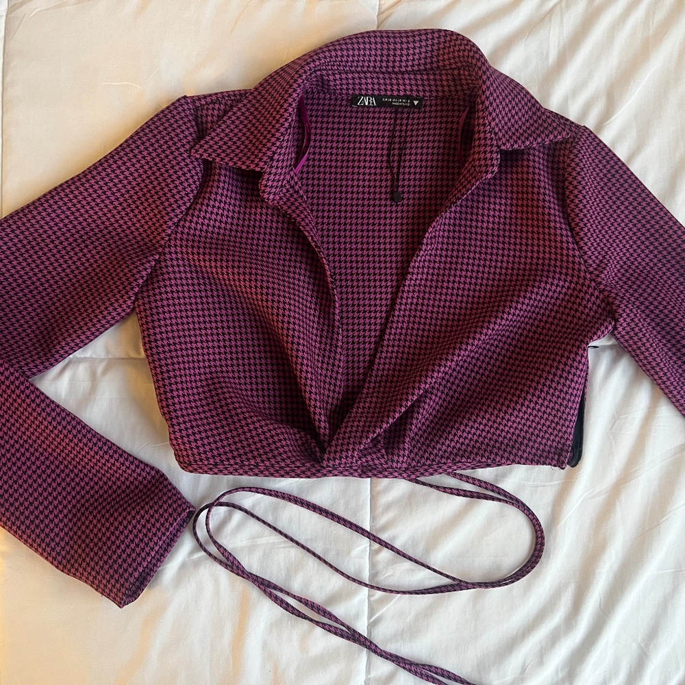 ZARA purple cropped blazer